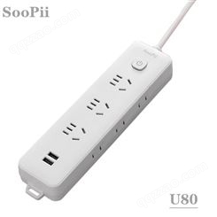 SooPii U80插线板USB插排插座3位孔接拖线板电插板多孔家用多功能