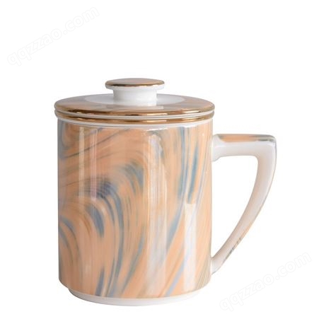 陶瓷茶漏盖杯 创意办公骨瓷茶水杯 会议室茶杯可定制logo