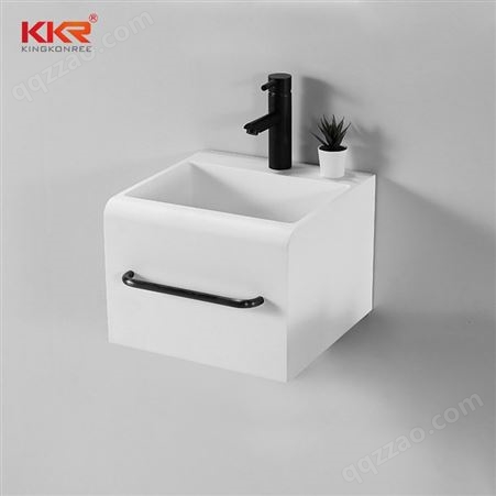 卫浴公共卫生间洗手盆 现代简约白色人造石挂墙式洗脸盆