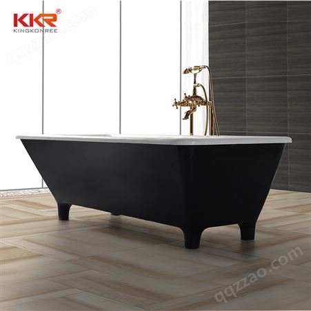 KingKonre人造石力浴缸 独立式按摩浴缸 双人三裙边恒温浴缸浴池