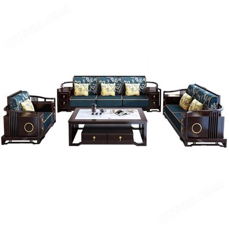 新中式实木沙发组合白蜡木原木色中国风禅意大小户型客厅茶室家具