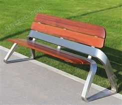 防腐木户外不锈钢公园椅实木长条休息坐凳广场小区景观室外长凳子