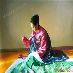 朝鲜画 朝鲜油画价格 金银星（一级画家）《民俗》145x112