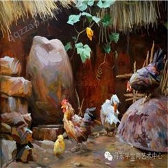 朝鲜画 朝鲜油画价格 金正男（一级画家）《 小院一角》100X75