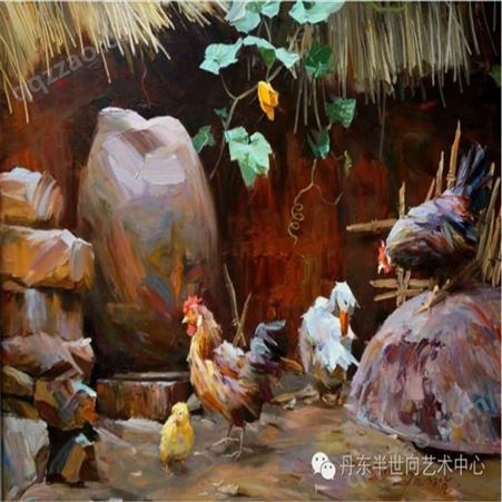 朝鲜画 朝鲜油画价格 金正男（一级画家）《 小院一角》100X75