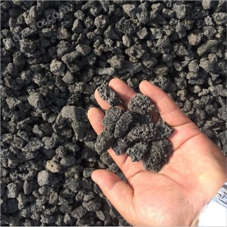 巧石匠石材 黑色火山石污水处理滤料颗粒 火山岩切片石