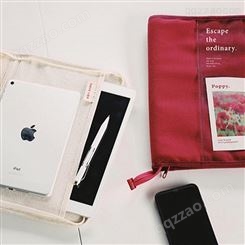 富源简约手账拉链帆布多功能收纳包帆布袋手绘板iPad包
